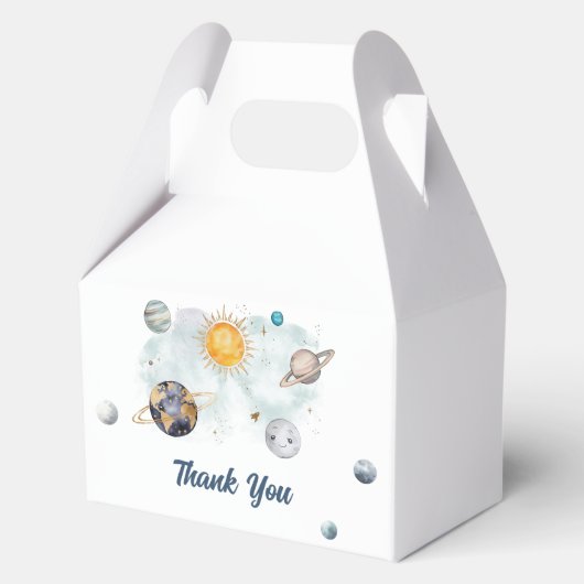 Verjaardag in de ruimte Galaxy Sun Moon Stars Plan Bedankdoosjes (Achterkant)