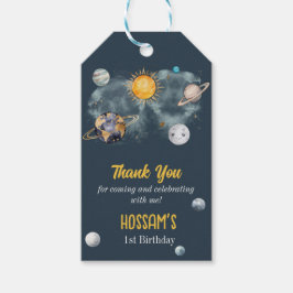 Verjaardag in de ruimte Galaxy Sun Moon Stars Plan Cadeaulabel