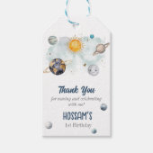 Verjaardag in de ruimte Galaxy Sun Moon Stars Plan Cadeaulabel (Voorkant)