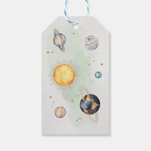 Verjaardag in de ruimte Galaxy Sun Moon Stars Plan Cadeaulabel (Achterkant)