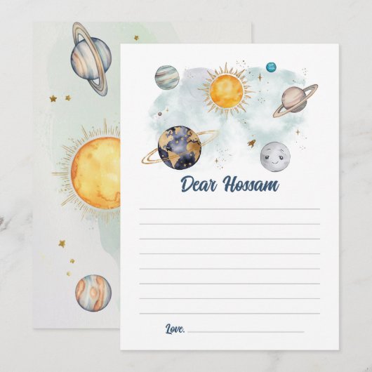 Verjaardag in de ruimte Galaxy Sun Moon Stars Plan Kaart (Voorkant / Achterkant)