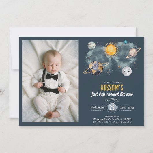 Verjaardag in de ruimte Galaxy Sun Moon Stars Plan Kaart (Voorkant)