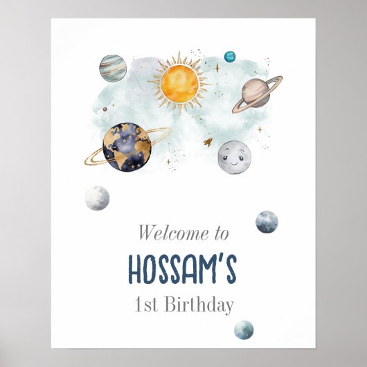 Verjaardag in de ruimte Galaxy Sun Moon Stars Plan Poster (Voorkant)