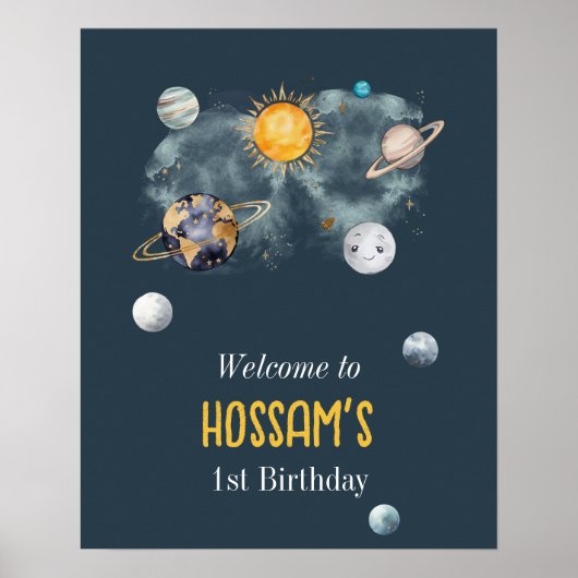 Verjaardag in de ruimte Galaxy Sun Moon Stars Plan Poster (Voorkant)