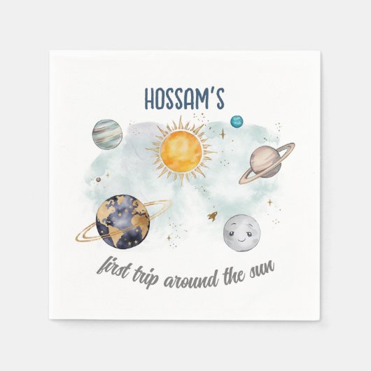 Verjaardag in de ruimte Galaxy Sun Moon Stars Plan Servet (Voorkant)