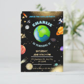 Verjaardag in de ruimte in Galaxy Invitation Kaart (Staand voorkant)