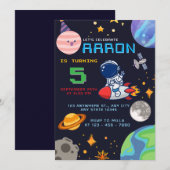 Verjaardag in de ruimte met astronauten en planete kaart (Voorkant / Achterkant)