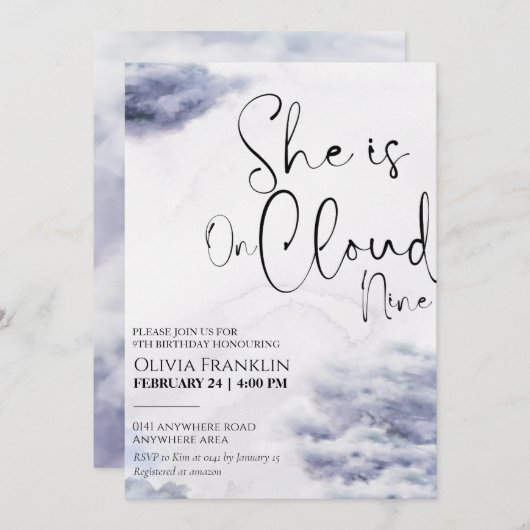 verjaardag in de wolken  kaart (Voorkant / Achterkant)