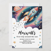 Verjaardag in een raket schip kaart (Voorkant)