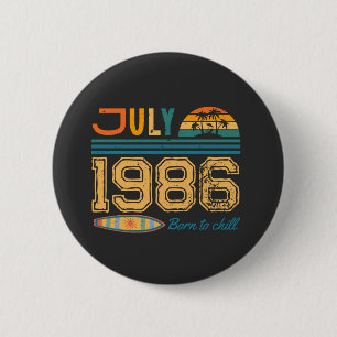 Verjaardag in juli aangepast jaar ronde button 5,7 cm