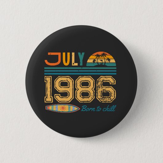 Verjaardag in juli aangepast jaar ronde button 5,7 cm (Voorkant)