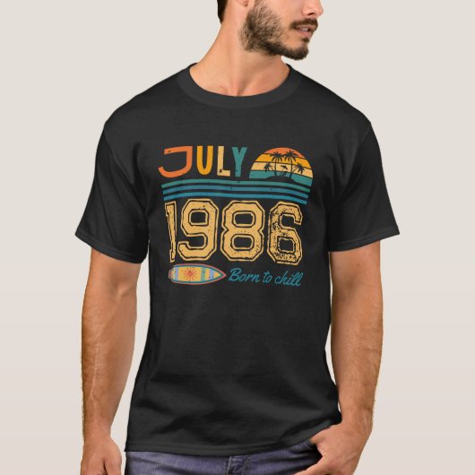 Verjaardag in juli aangepast jaar t-shirt (Voorkant)