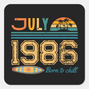 Verjaardag in juli aangepast jaar vierkante sticker