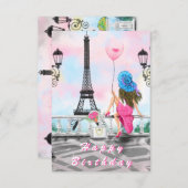 Verjaardag in Parijs Kaart Eiffeltoren (Voorkant / Achterkant)
