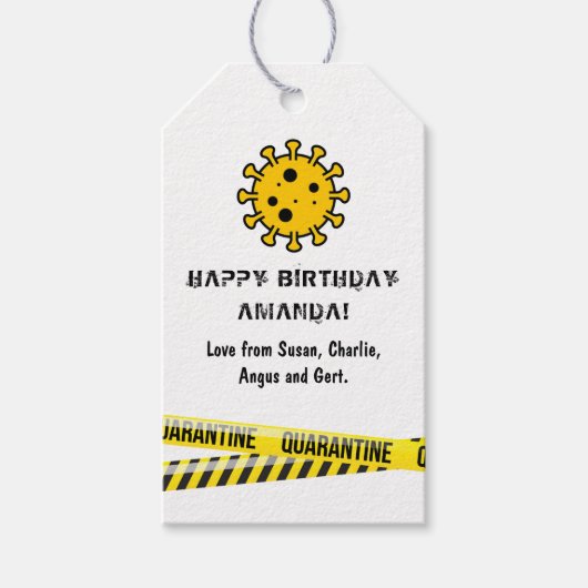 Verjaardag in Quarantaine Lockdown Cadeaulabel (Voorkant)