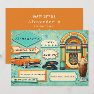 Verjaardag in Retro Turquoise & Oranje uit de Jare Kaart