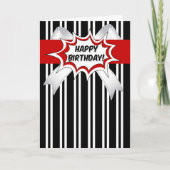 Verjaardag in rode stripstijl kaart (Voorkant)