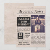 Verjaardag in unieke krantenstijl kaart (Voorkant / Achterkant)