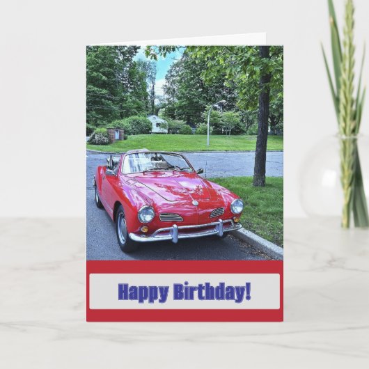 Verjaardag in Vintage Rode Auto Kaart (Voorkant)