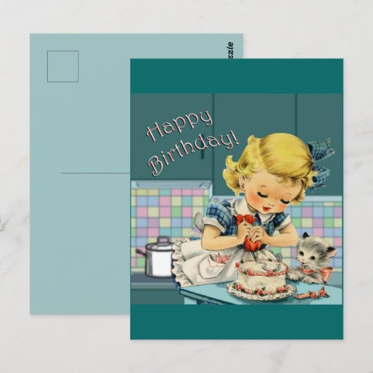 Verjaardag in vintage stijl briefkaart (Voorkant / Achterkant)