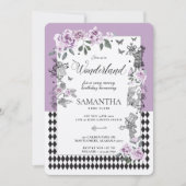 Verjaardag in Wonderland Chic Lila Bloemensprookje Kaart (Voorkant)