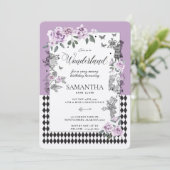 Verjaardag in Wonderland Chic Lila Bloemensprookje Kaart (Staand voorkant)
