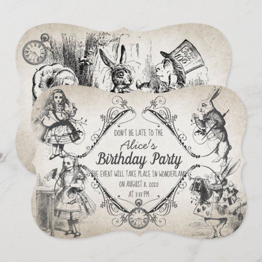 Verjaardag in Wonderland Kaart (Voorkant / Achterkant)