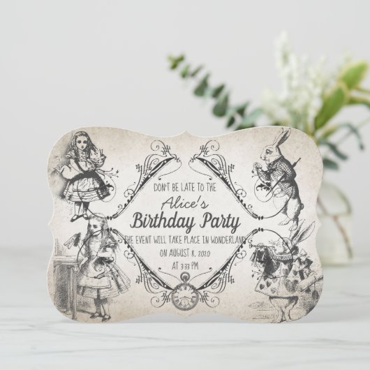 Verjaardag in Wonderland Kaart (Staand voorkant)