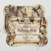 Verjaardag in Wonderland Uitnodiging (Voorkant / Achterkant)