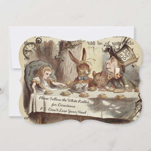 Verjaardag in Wonderland Uitnodiging (Achterkant)