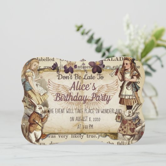 Verjaardag in Wonderland Uitnodiging (Staand voorkant)