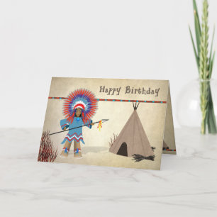 Verjaardag - Indiaan met tipi - Leuke Kaart