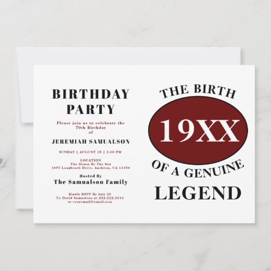 Verjaardag Initiaal Naam Jaar Humor Rood Kaart (Voorkant)