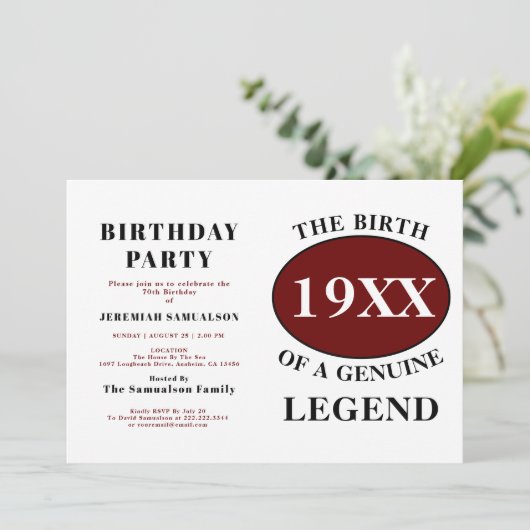 Verjaardag Initiaal Naam Jaar Humor Rood  Kaart (Staand voorkant)