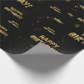 Verjaardag Inpakpapier Goud Zwart Trendy Modern (Hoek)