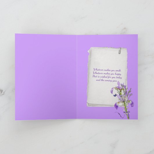 Verjaardag Iris Boeket in stemware Kaart (Binnen)