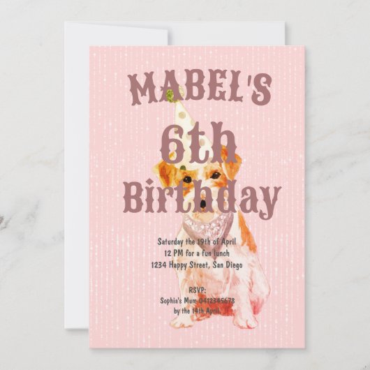 Verjaardag Jack Russell Hond Leeftijd Roze Verjaar Kaart (Voorkant)