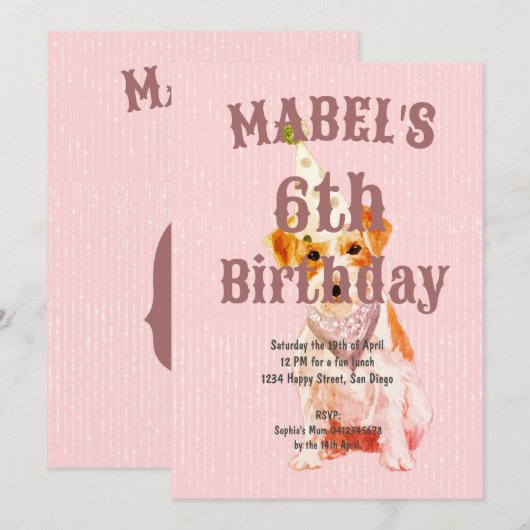 Verjaardag Jack Russell Hond Leeftijd Roze Verjaar Kaart (Voorkant / Achterkant)