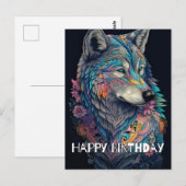 Verjaardag jager wolf illustratie briefkaart (Voorkant / Achterkant)