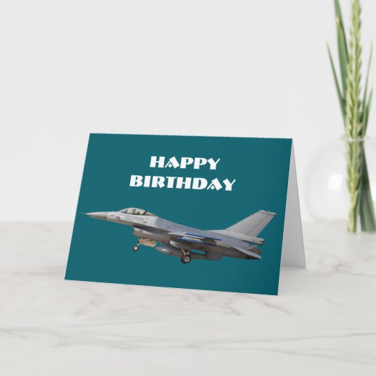 Verjaardag Jet Fighter Vliegtuigpiloot Militaire C Kaart (Voorkant)