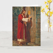 Verjaardag: Jezus klopt aan de deur Kaart (Gele Bloem)
