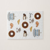 Verjaardag Jigsaw Puzzle Koffie Donuts Legpuzzel (Horizontaal)