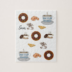 Verjaardag Jigsaw Puzzle Koffie Donuts Legpuzzel