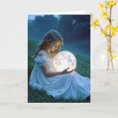 Verjaardag jong meisje met de maan kaart (Gele Bloem)