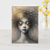 Verjaardag jonge vrouw met gouden wimpers kaart (Gele Bloem)