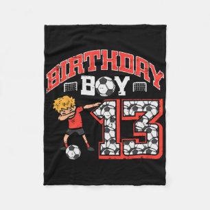 Verjaardag Jongen 13 Voetbal Dab 13 Jaar Oude Verj Fleece Deken