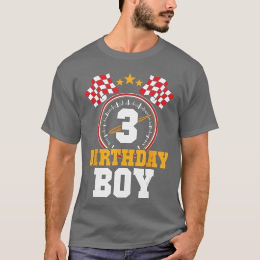 Verjaardag Jongen 3e Race Party 3 jaar oud Racing  T-shirt (Voorkant)