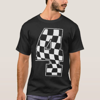 Verjaardag Jongen 4e Race Geruite Vlag 4 Racing Pa T-shirt