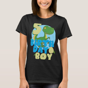 Verjaardag Jongen 5 Jaar Oud Dinosaurus Matching F T-shirt