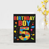 Verjaardag Jongen 5 jaar oude bouwstenen 5e verjaa Kaart (Gele Bloem)